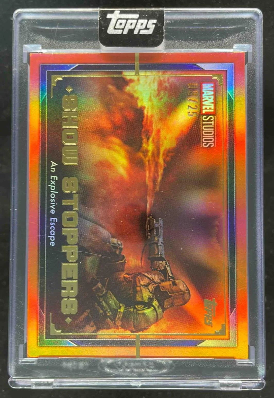 2025 Topps Marvel The Collector Show Stoppers Orange #3 An Explosive Escape /25