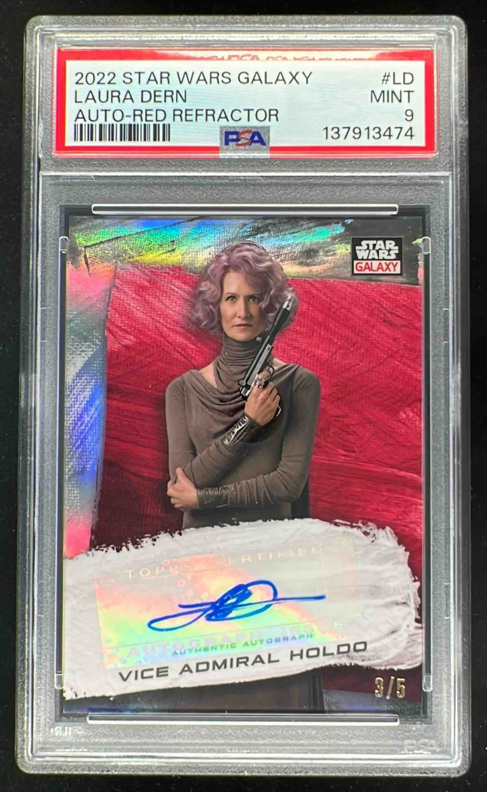 2022 Topps Chrome Star Wars Galaxy Autograph Red #GA-LD Laura Dern Auto /5 PSA 9