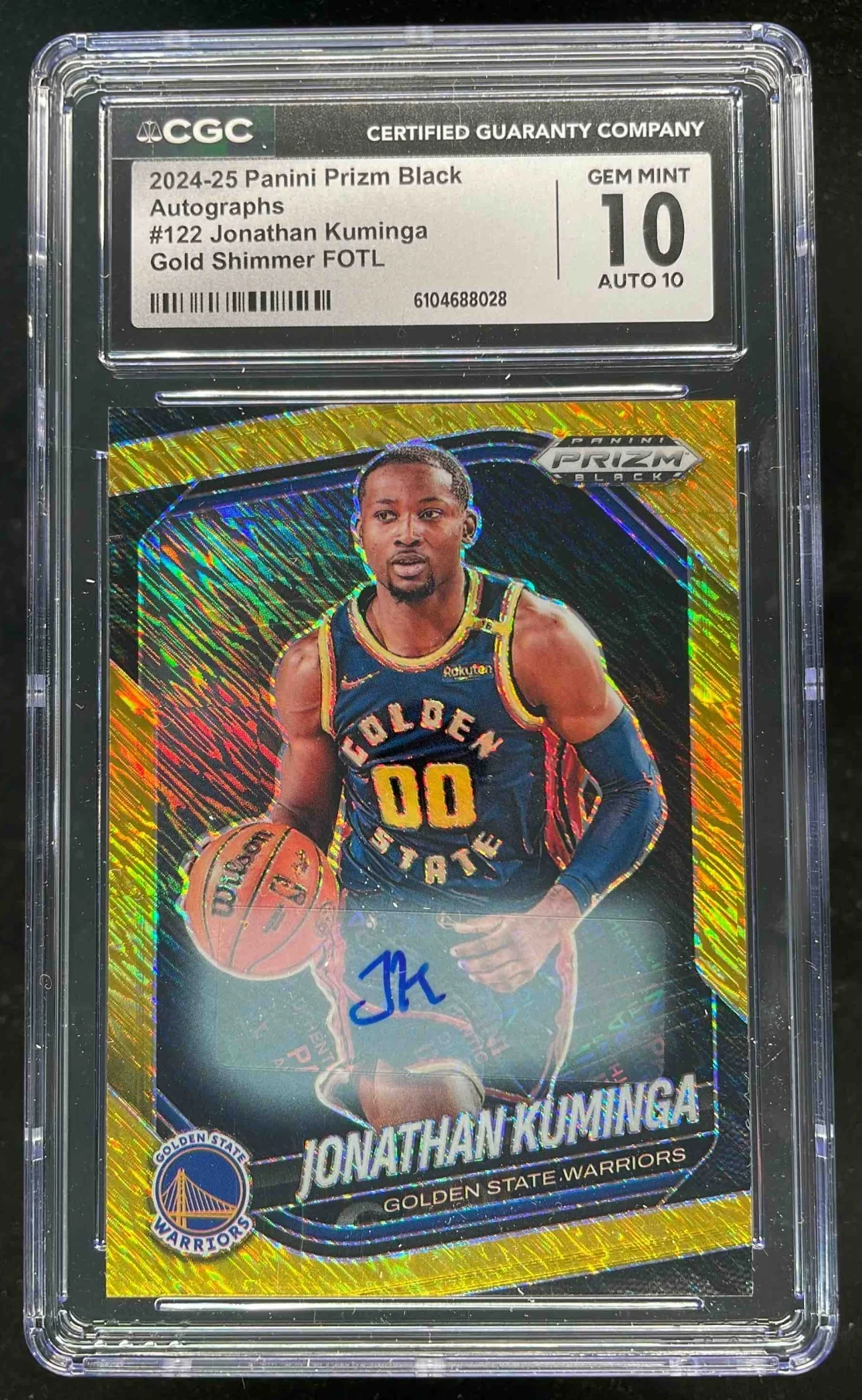 2024 Panini Prizm Black Gold Shimmer FOTL #122 Jonathan Kuminga Auto /10 CGC 10