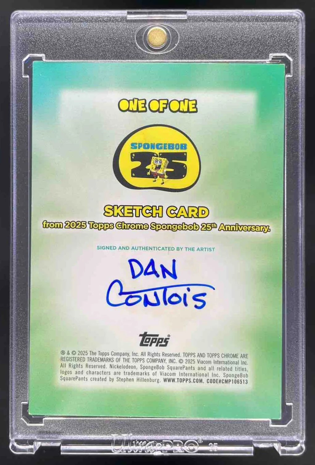 2025 Topps Chrome SpongeBob SquarePants Sketch Card Artist Auto Dan Conlois 1/1 - Image 2