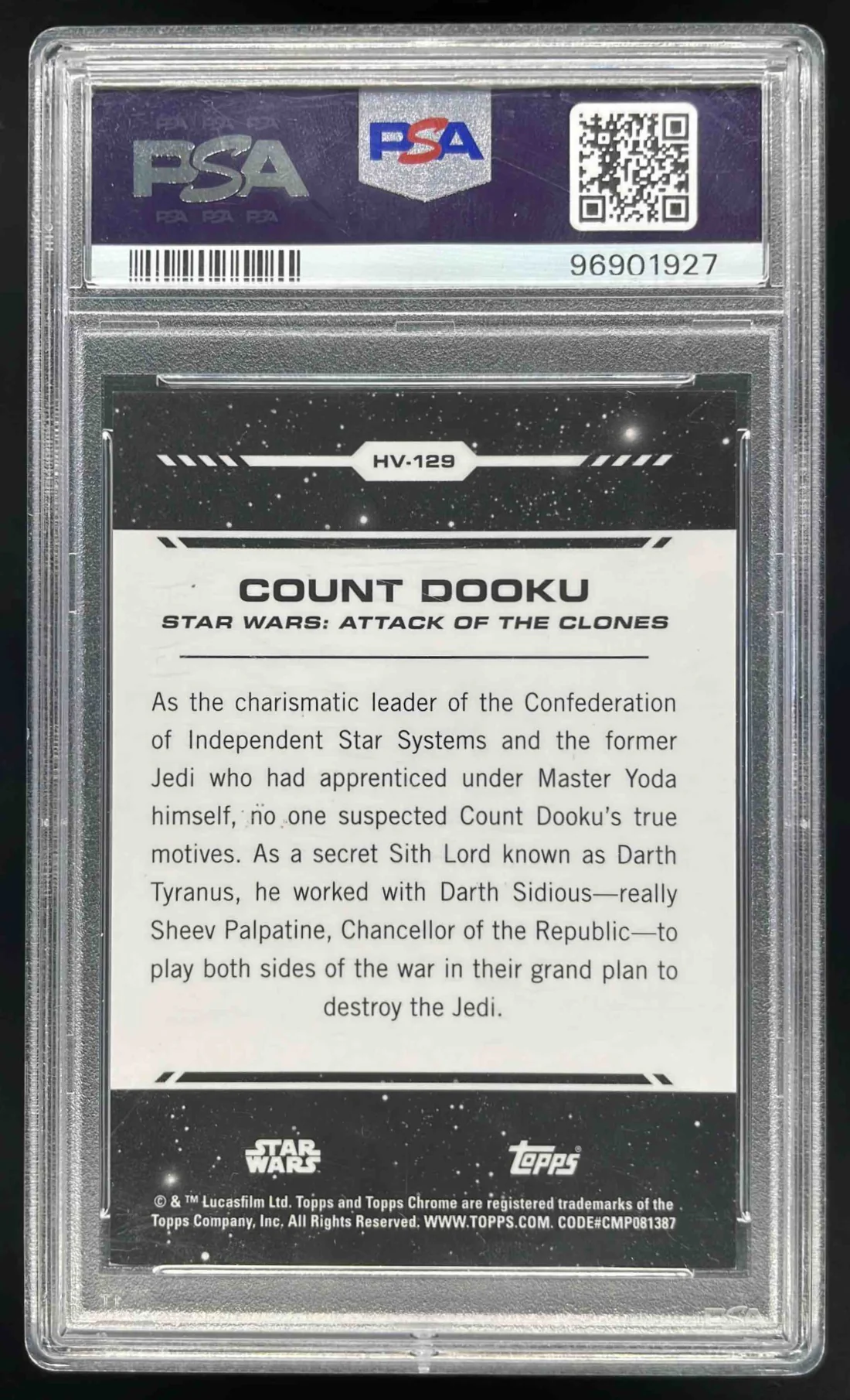 2024 Topps Chrome Star Wars Hoth Ice Blue Frozenfractor Count Dooku PSA 10 - Image 2