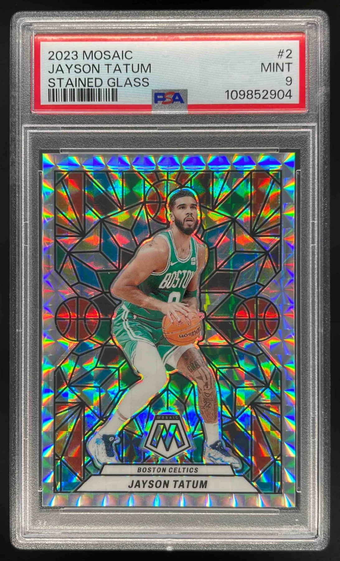 2023-24 Panini Mosaic Stained Glass #2 Jayson Tatum PSA 9