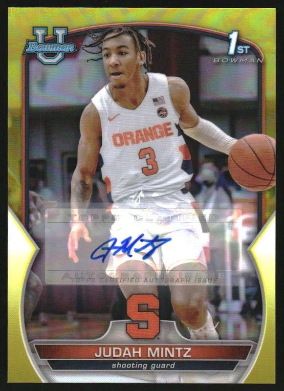 2022 Bowman Chrome University Prospect Autograph Yellow Judah Mintz RC Auto /75
