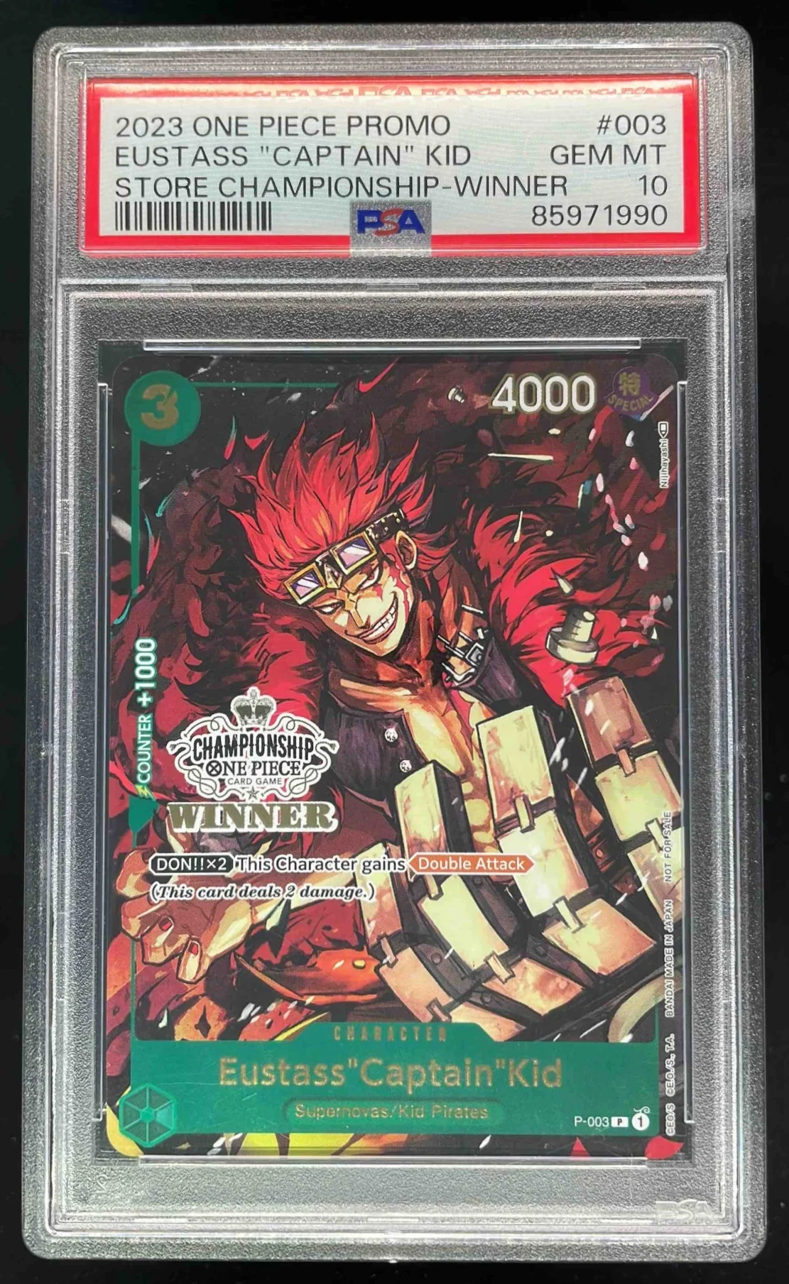 2023 One Piece Promo Store Championship Winner Eustass Captain Kid PSA 10