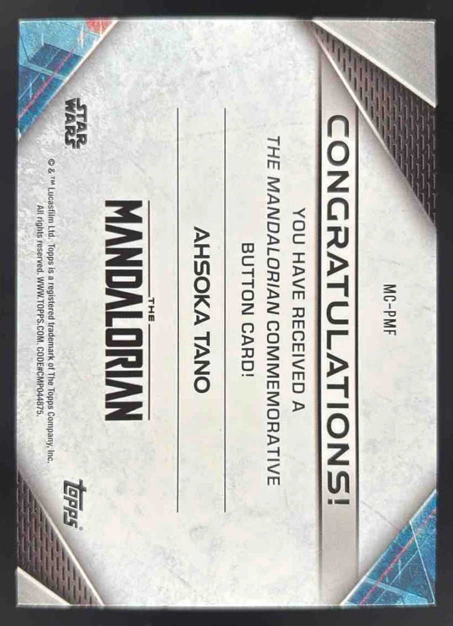 2021 Topps Star Wars The Mandalorian Commemorative Metal Button Ahsoka Tano - Image 2