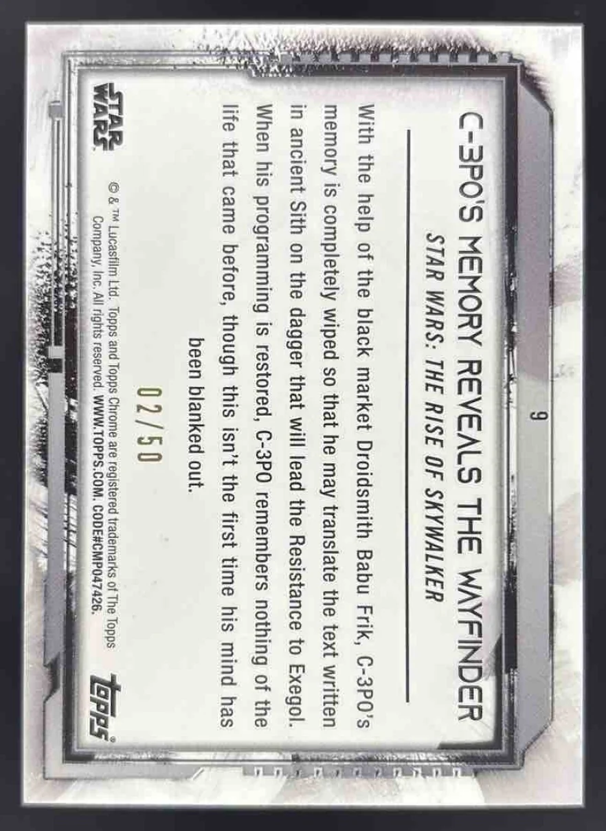 2021 Topps Chrome Star Wars Legacy Green #9 C-3PO s Memory Reveals Wayfinder /50 - Image 2