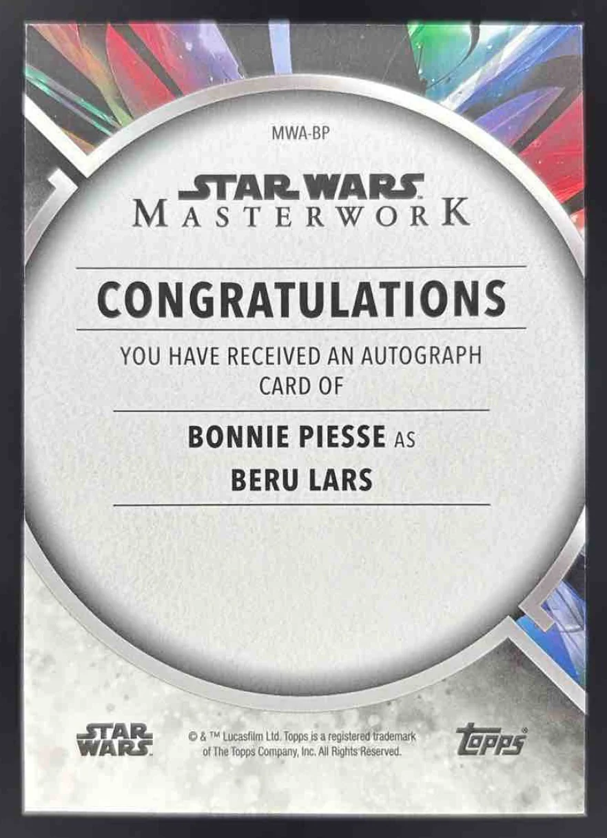2022 Topps Star Wars Masterwork Autographs #MWA-BP Bonnie Piesse Auto - Image 2