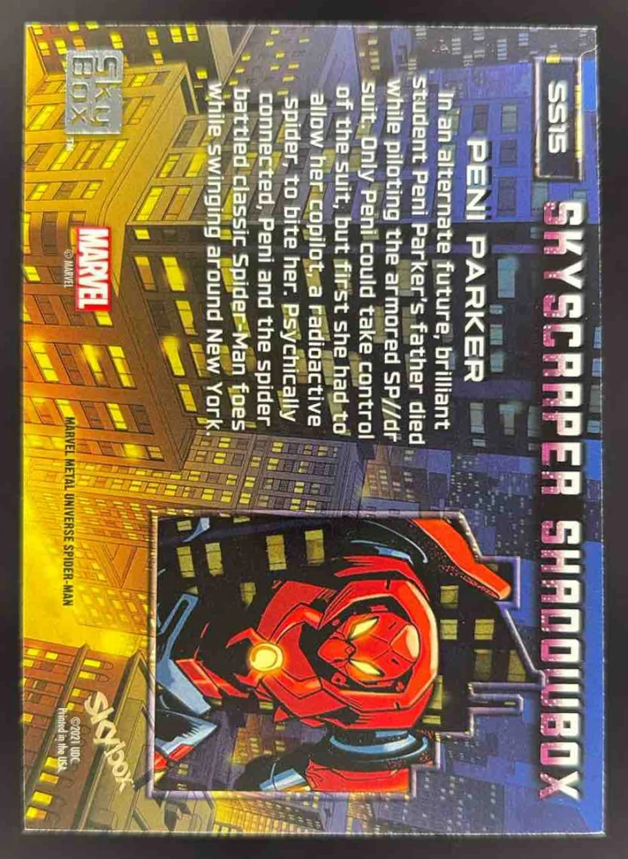 2021 SkyBox Marvel Metal Universe Spider-Man Skyscraper Shadow Box Peni Parker - Image 2