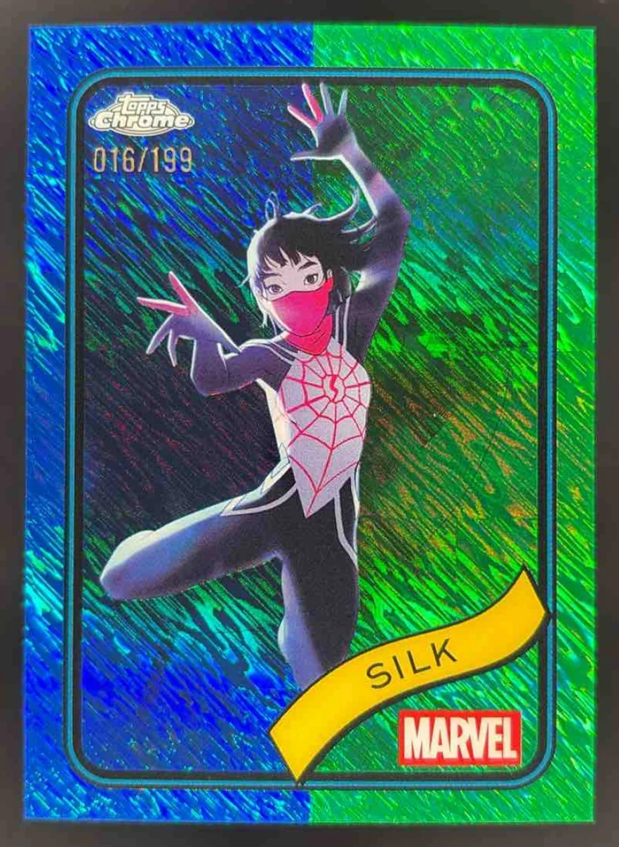 2025 Topps Chrome Marvel Blue & Green Shimmer Refractor #108 Silk /199