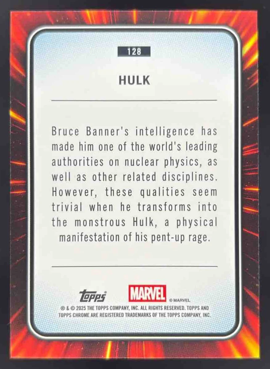 2025 Topps Chrome Marvel Sapphire #128 Hulk - Image 2