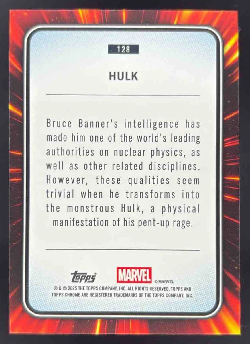 2025 Topps Chrome Marvel Sapphire #128 Hulk - Image 2
