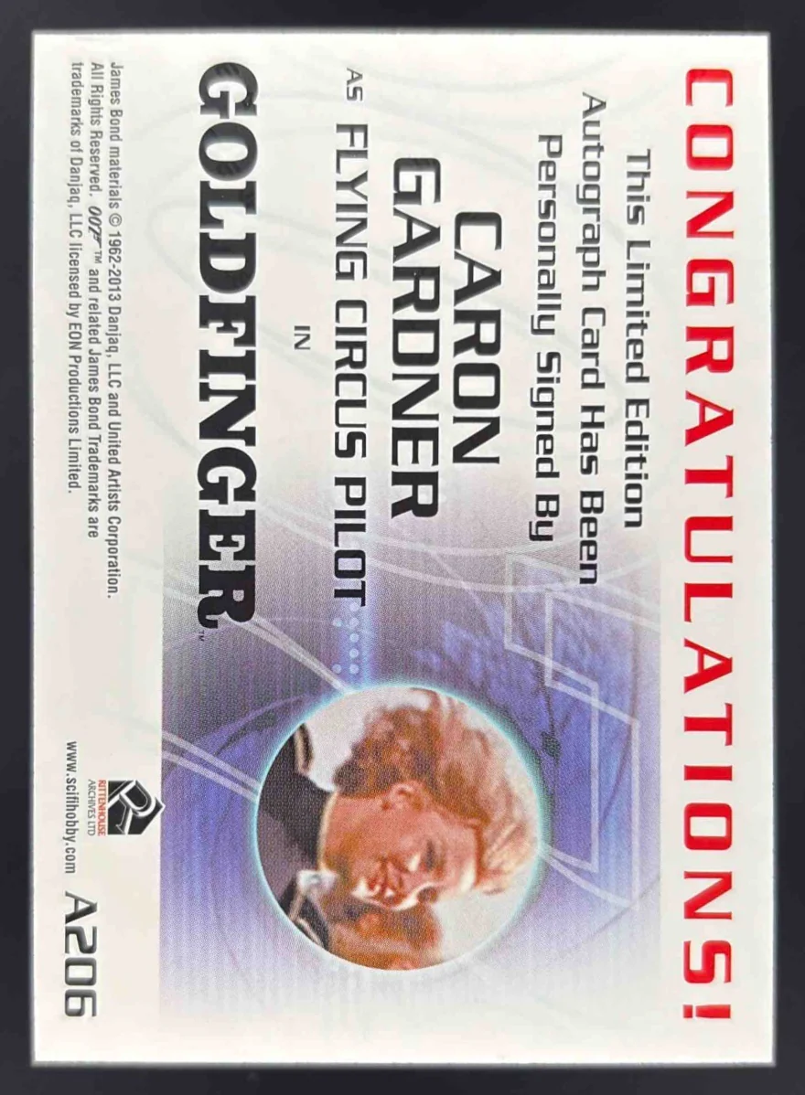 Rittenhouse 007 Goldfinger Autograph Caron Gardner Flying Circus Pilot Auto - Image 2
