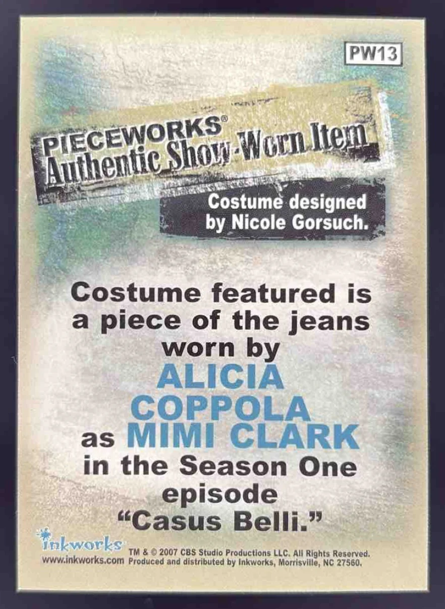 2007 Inkworks Jericho Show Worn Item Alicia Coppola as Mimi Clark - Image 2
