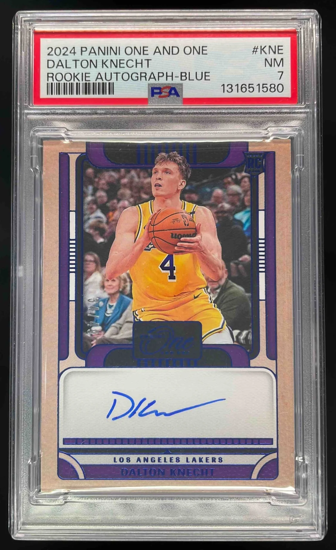 2024 Panini One and One Rookie Autographs Blue #6 Dalton Knecht Auto /49 PSA 7