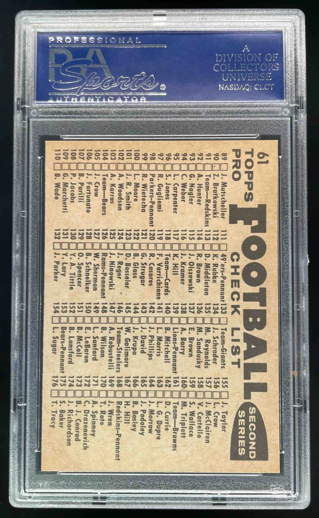1959 Topps #61 2nd Series Checklist 89-176 PSA 9 - Image 2