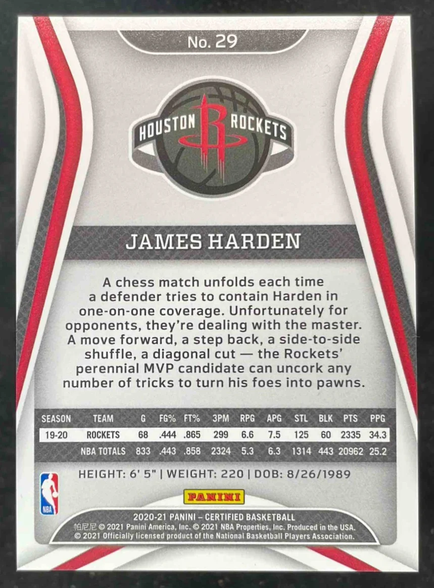 2020-21 Panini Certified Mirror Camo #29 James Harden /25 - Image 2