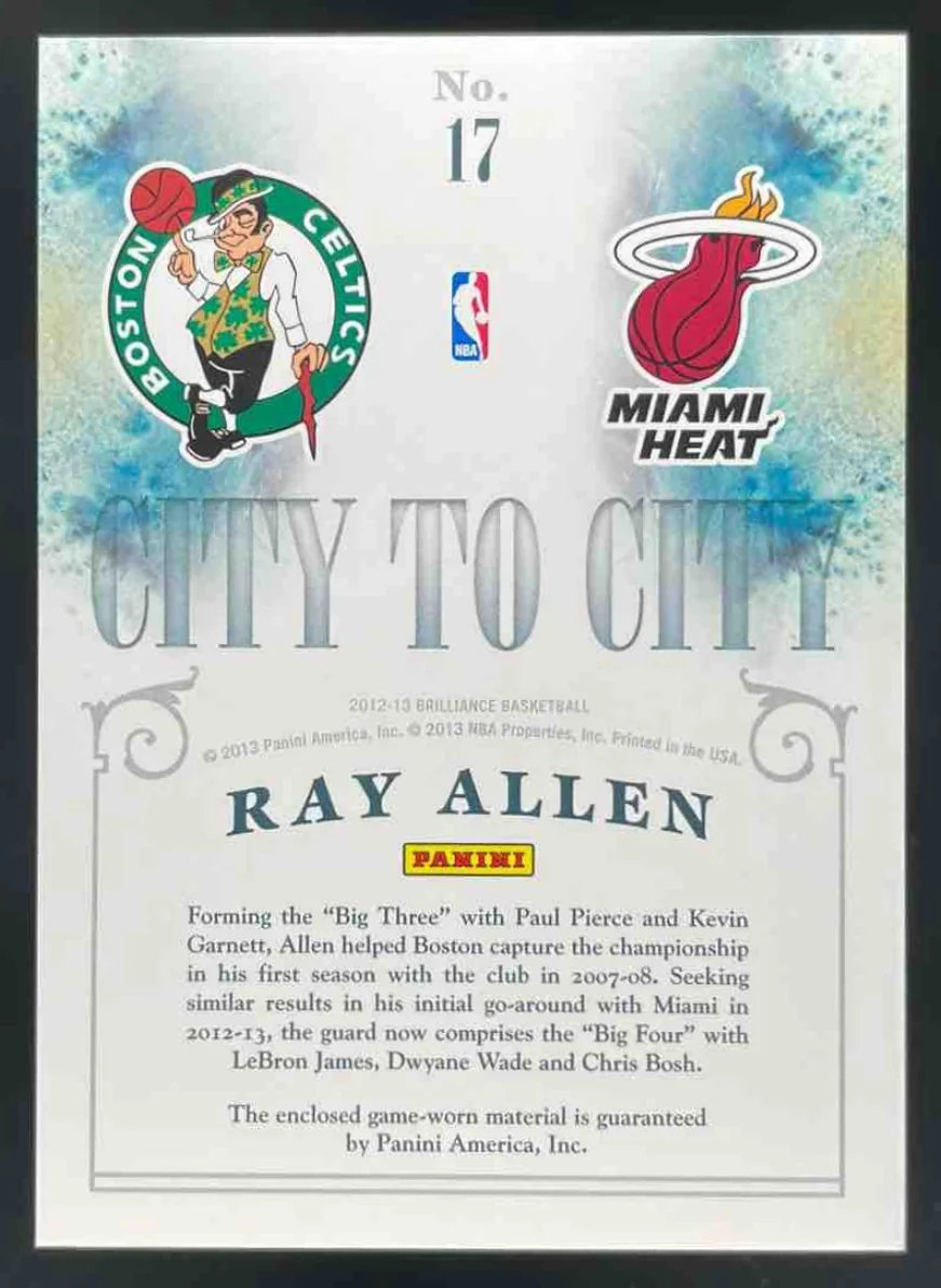 2012-13 Panini Brilliance City to City Jerseys #17 Ray Allen - Image 2