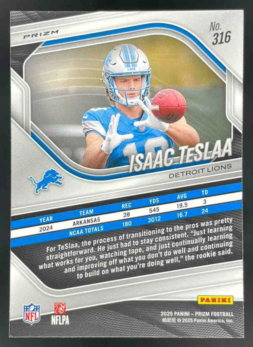 2025 Panini Prizm Silver Prizm #316 Isaac TeSlaa RC - Image 2