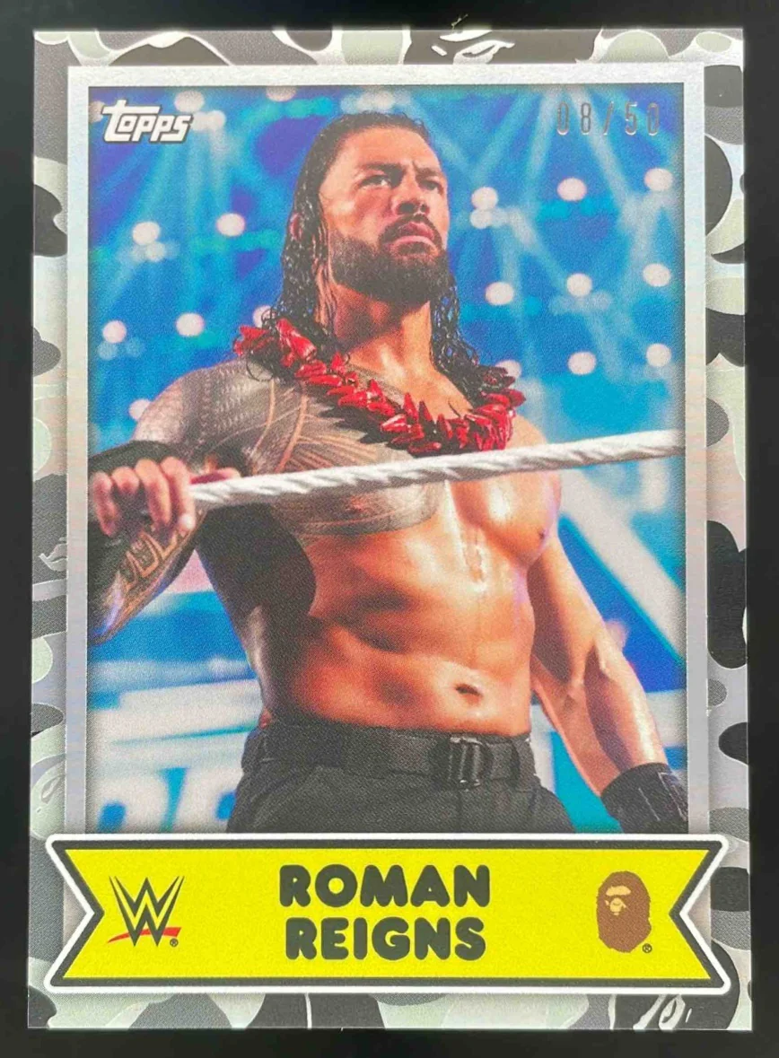 2025 Topps WWE x Bape Black And White Camo #4 Roman Reigns /50
