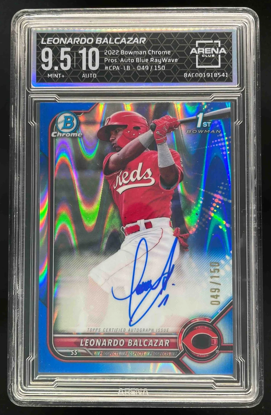 2022 Bowman Chrome Blue RayWave #CPA-LB Leonardo Balcazar RC Auto /150 Arena 9.5