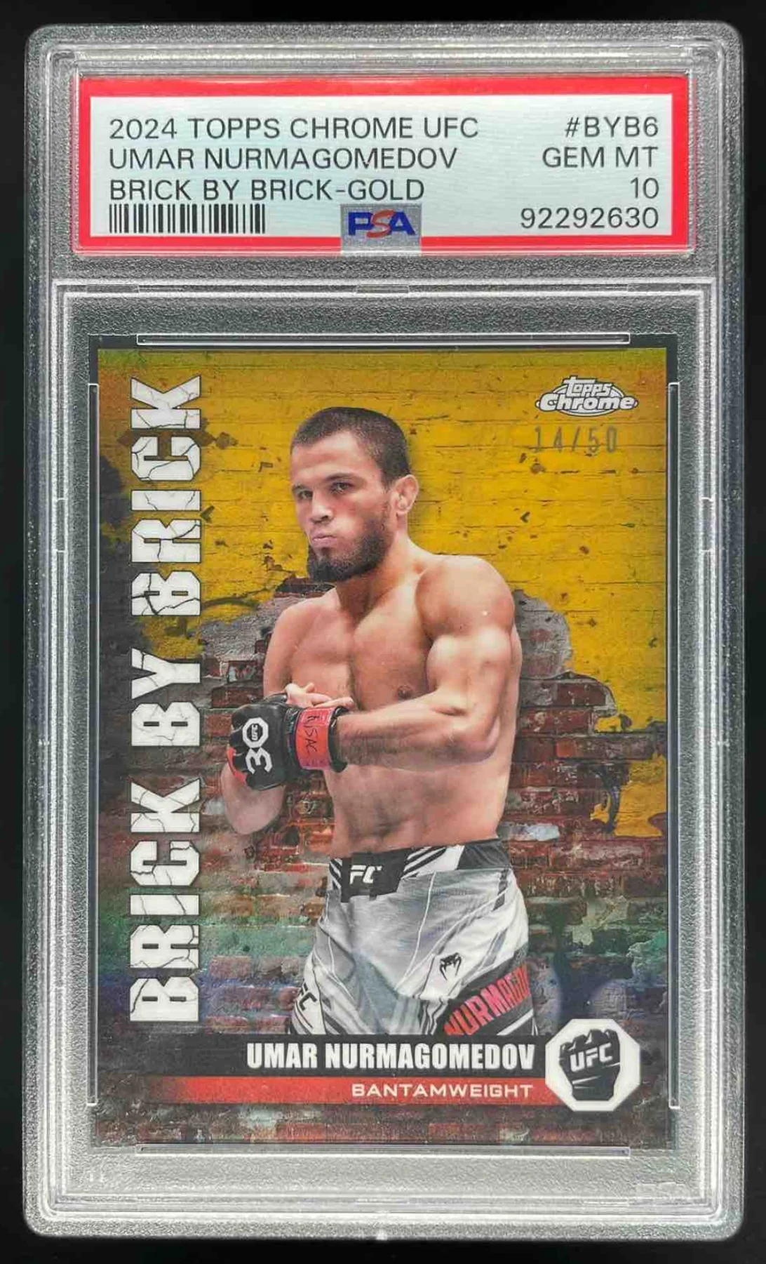 2024 Topps Chrome UFC Brick By Brick Gold #BYB-6 Umar Nurmagomedov /50 PSA 10