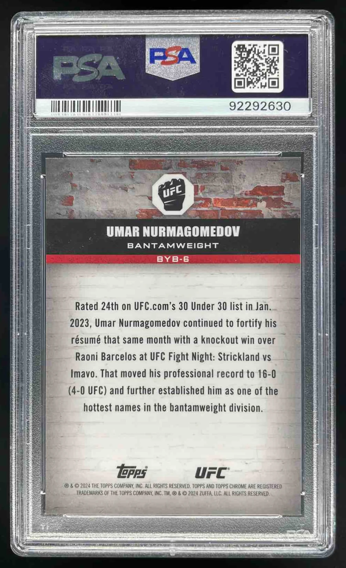 2024 Topps Chrome UFC Brick By Brick Gold #BYB-6 Umar Nurmagomedov /50 PSA 10 - Image 2