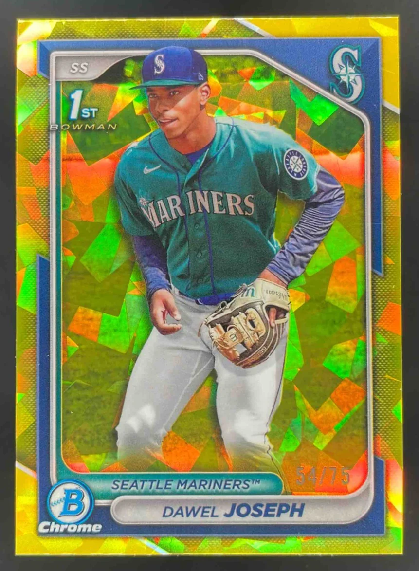 2024 Bowman Chrome Sapphire Prospects Yellow #BCP-176 Dawel Joseph /75