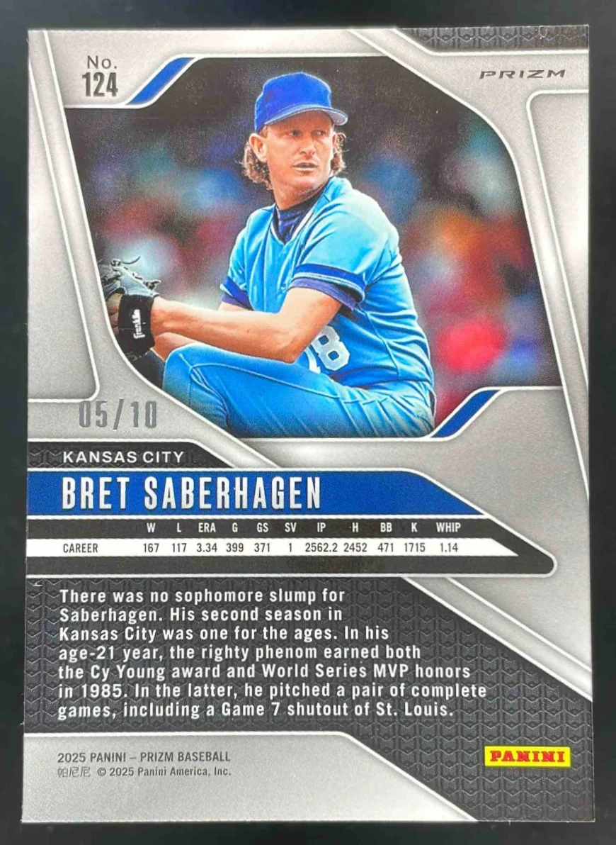 2025 Panini Prizm Prizms Gold #124 Bret Saberhagen /10 - Image 2