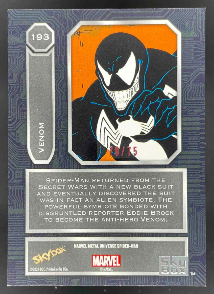 2021 Skybox Metal Universe Marvel Spider Man Pink Light FX #193 Venom /75 - Image 2