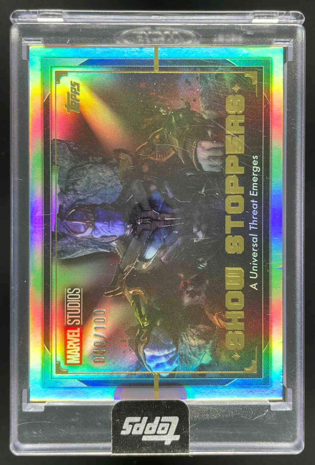 2025 Topps Marvel Collector Show Stoppers #ST-4 A Universal Threat Emerges /100