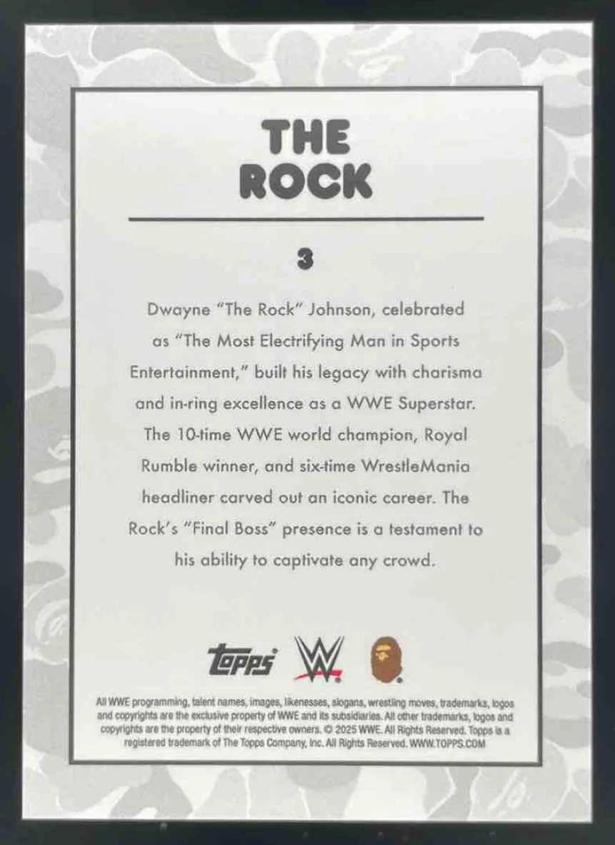 2025 Topps WWE x Bape White Camo #3 The Rock - Image 2