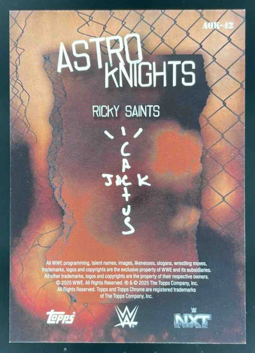 2025 Topps Chrome WWE x Cactus Jack Astroknights Black #AOK-42 Ricky Saints /10 - Image 2
