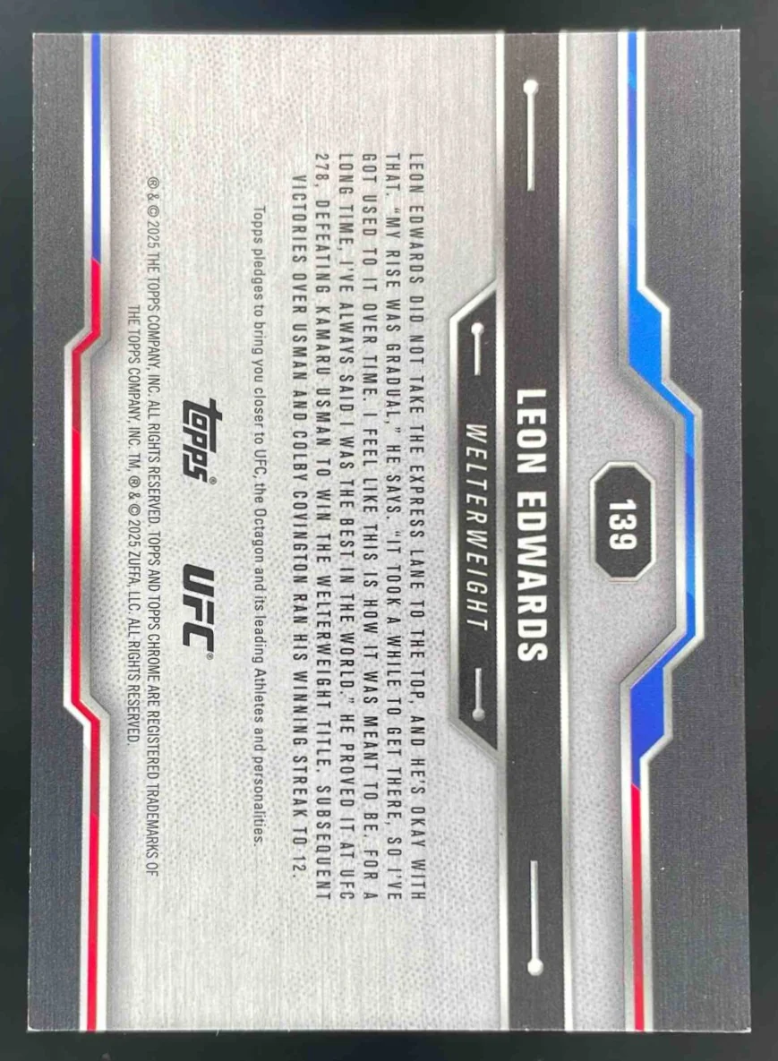 2025 Topps UFC Chrome OctaFractor Refractor #139 Leon Edwards /8 - Image 2