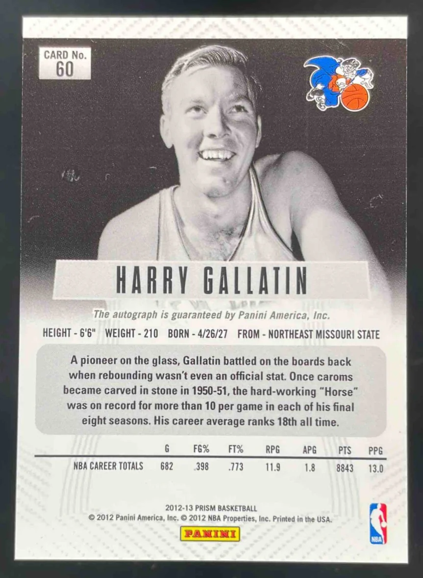 2012-13 Panini Prizm Autographs #60 Harry Gallatin Auto - Image 2