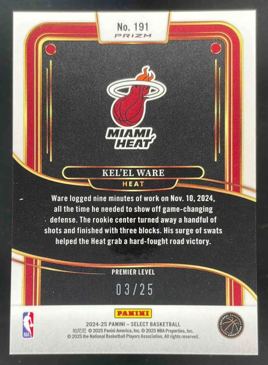 2024-25 Panini Select Premier Blue Disco Prizm #191 Kel'el Ware RC /25 - Image 2