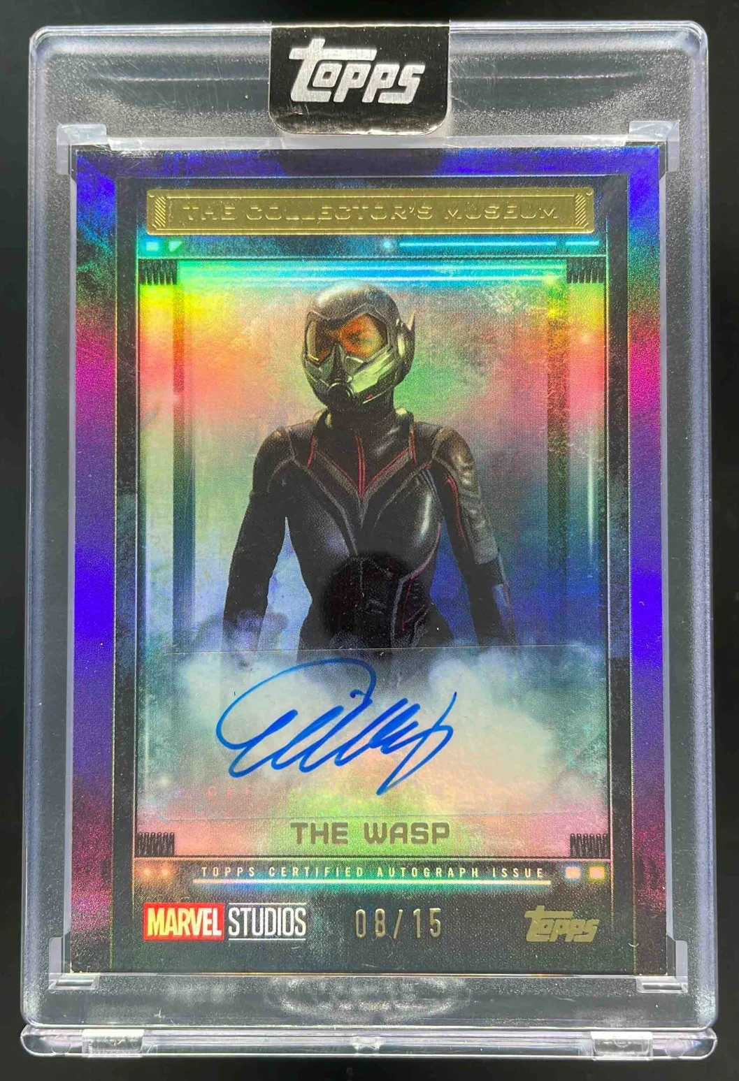 2025 Topps Marvel The Collector Museum Purple Evangeline Lilly The Wasp Auto /15