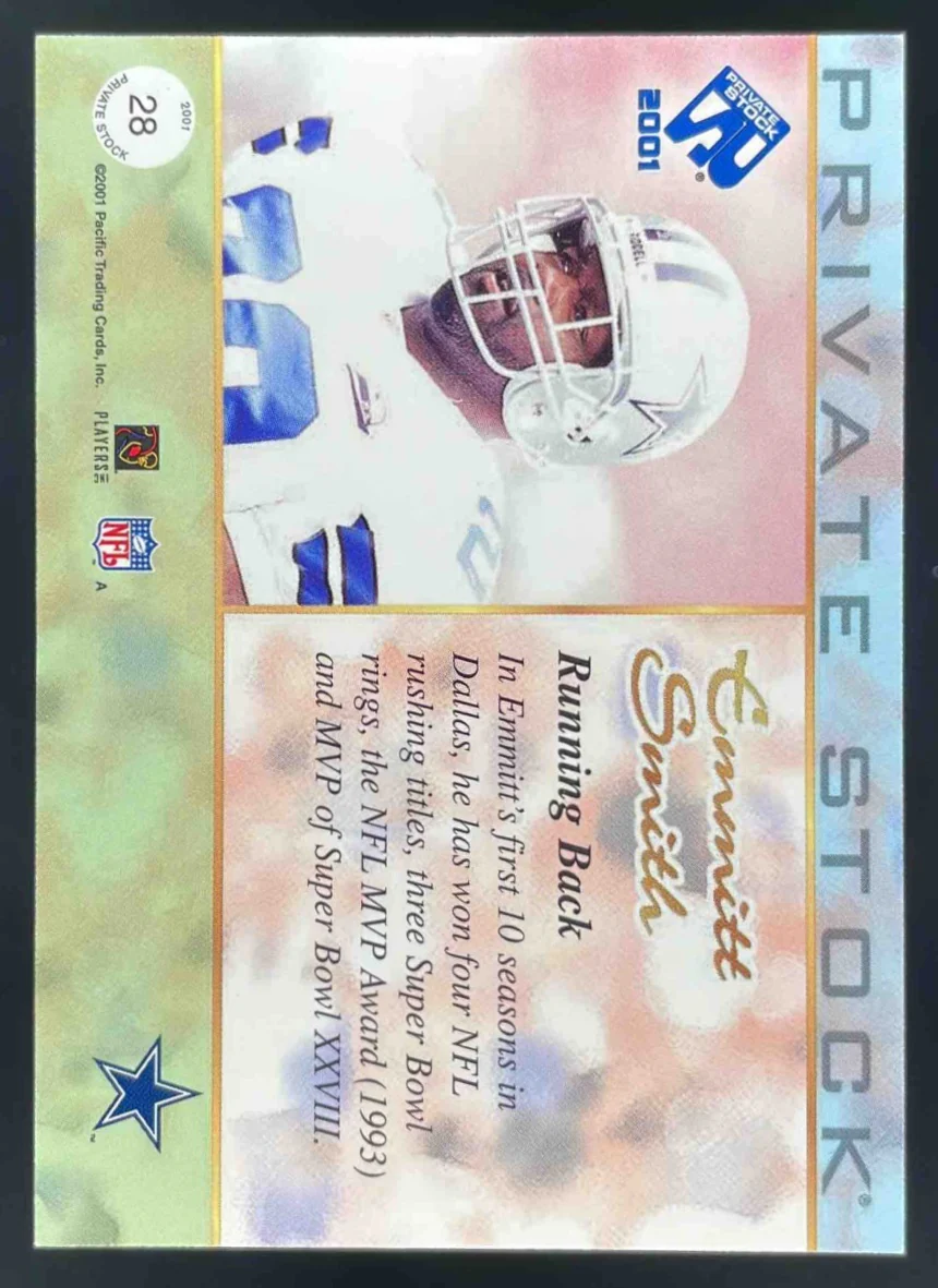 2001 Pacific Private Stock Silver Framed #28 Emmitt Smith /99 - Image 2