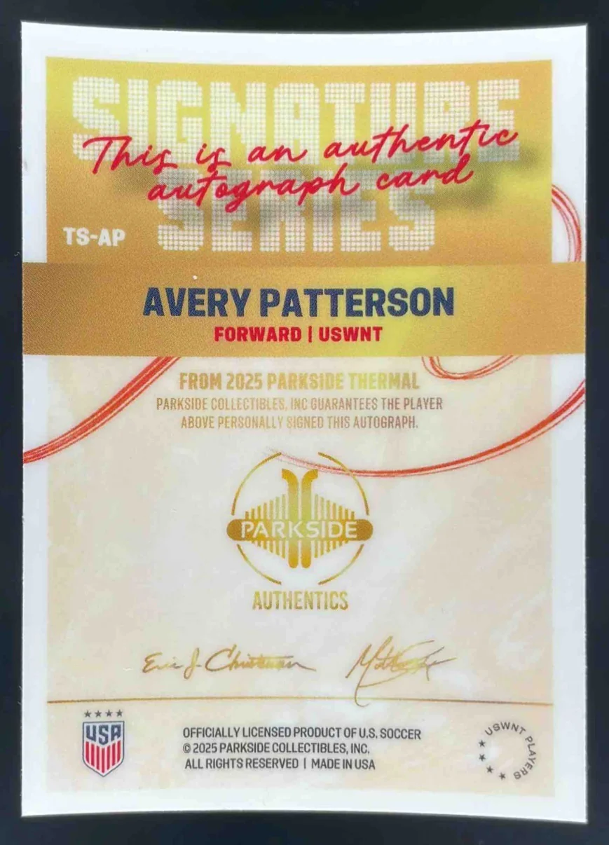 2025 Parkside Signature Series Avery Patterson Autograph Auto - Image 2