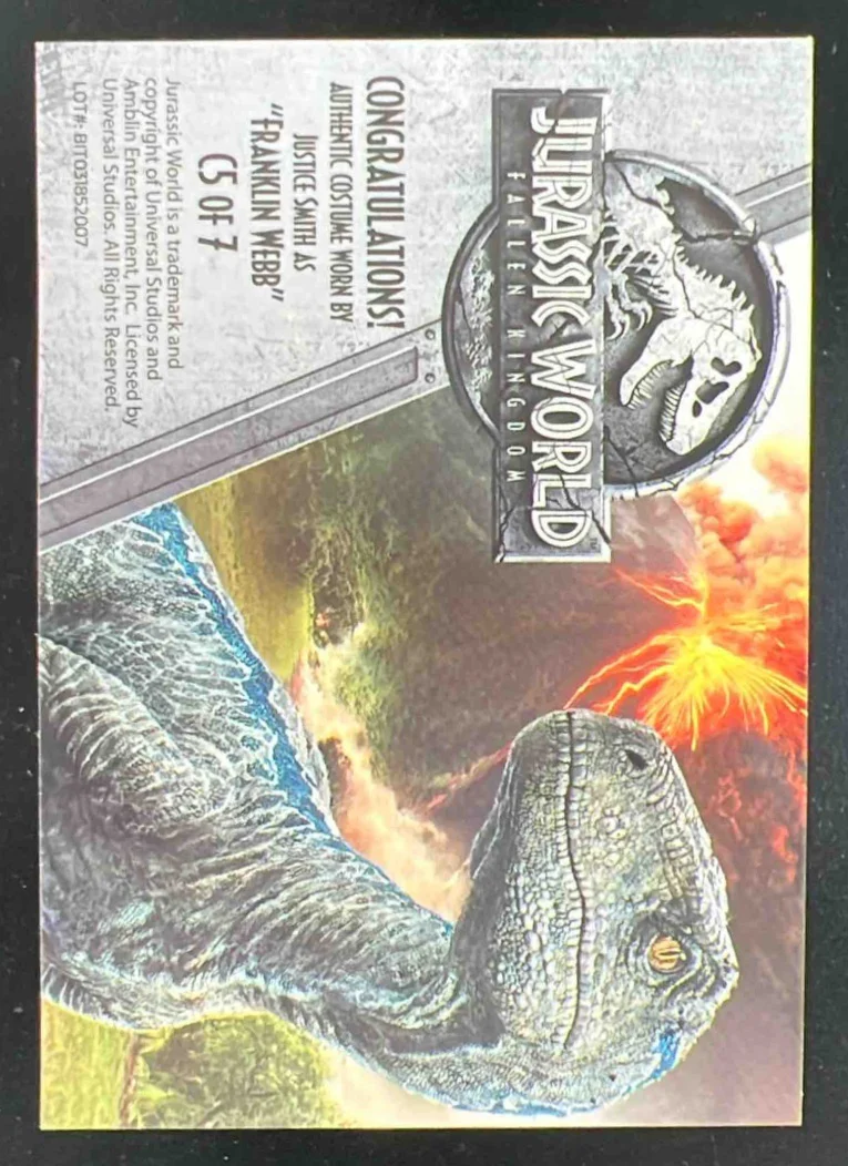 Jurassic World Fallen Kingdom Costume Justice Smith as Franklin Webb - Image 2