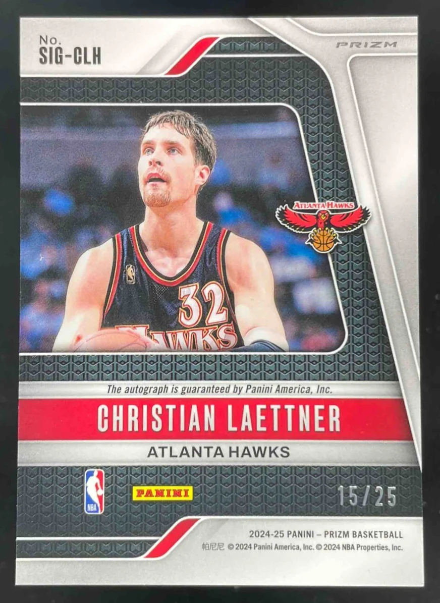 2024-25 Panini Prizm Blue Shimmer FOTL Christian Laettner Autograph Auto /25 - Image 2