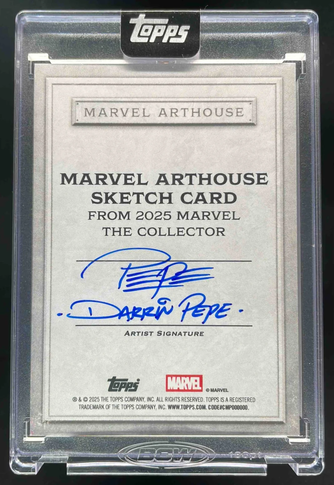2022 Topps Marvel Arthouse Sketch Card Artist Auto Darrin Pepe Autograph 1/1 - Image 2