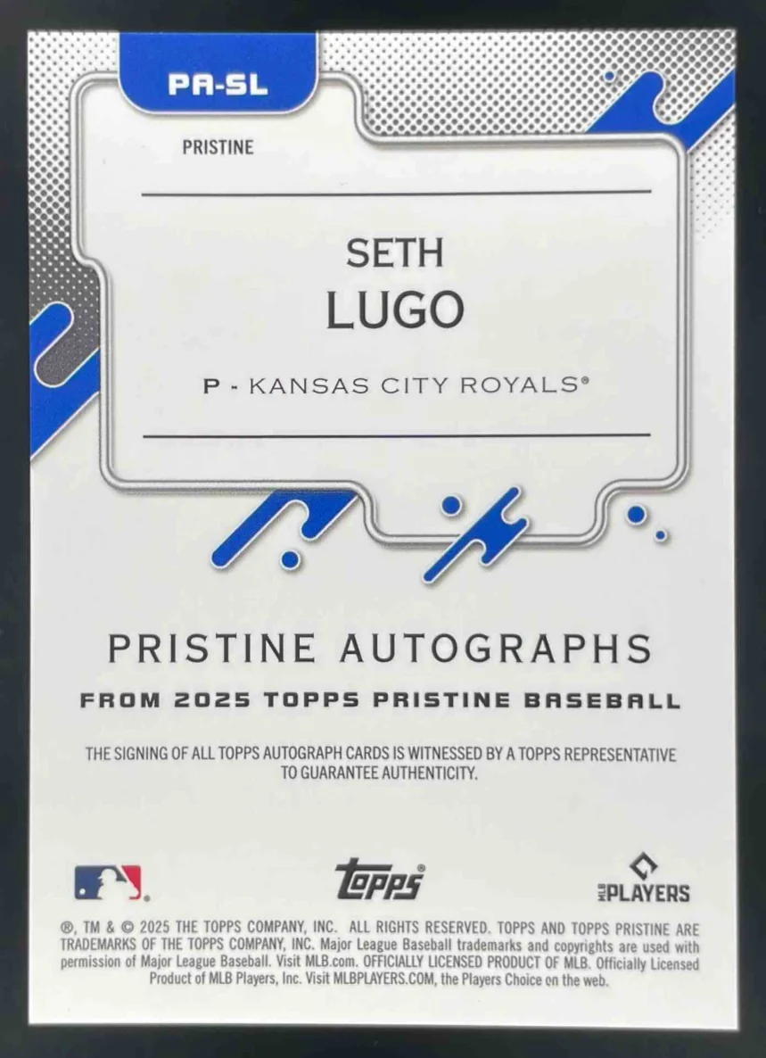 2025 Topps Pristine Autograph Green Pristine Refractor #PASL Seth Lugo Auto /150 - Image 2
