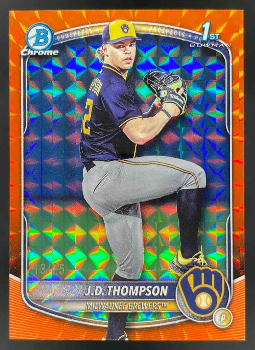 2025 Bowman Draft Chrome Orange Geometric Refractor #BDC-14 J.D. Thompson RC /25