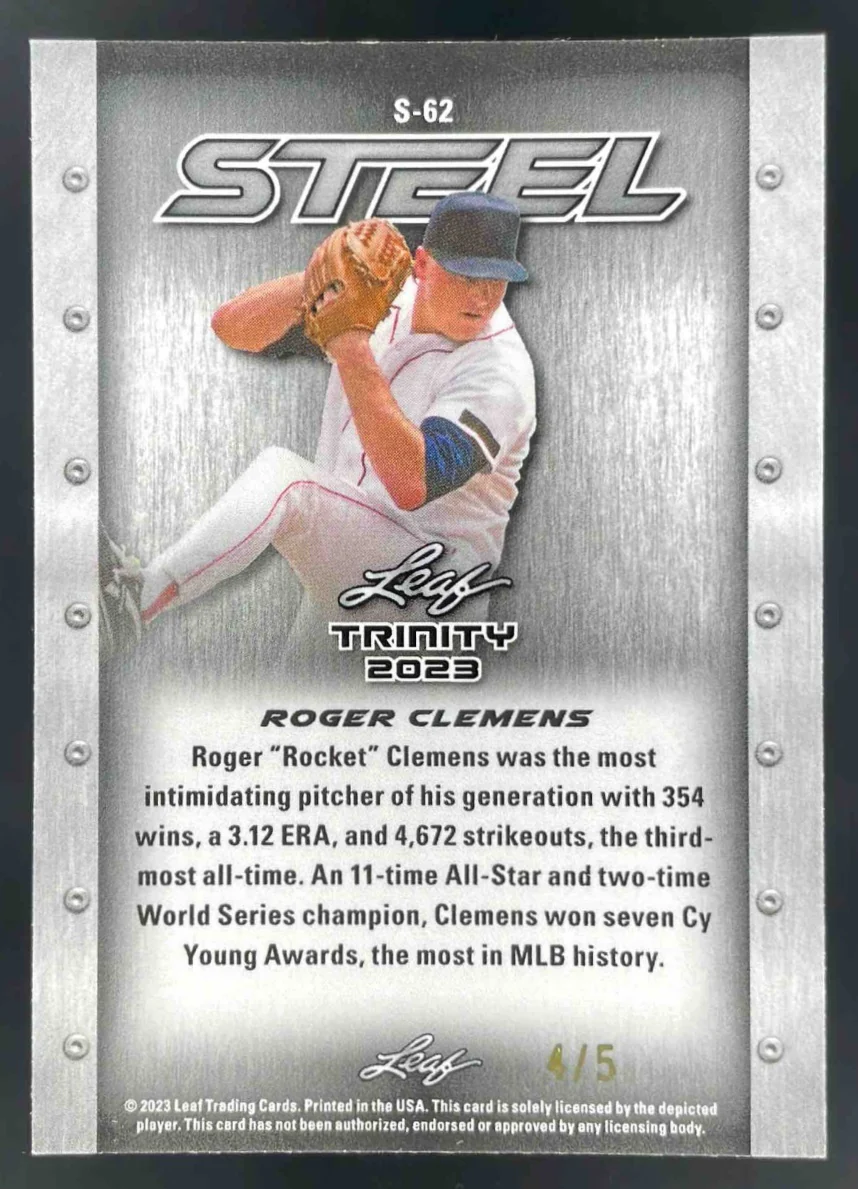 2023 Leaf Trinity Mega Box Steel Iron Donut Circles Green #S-62 Roger Clemens /5 - Image 2