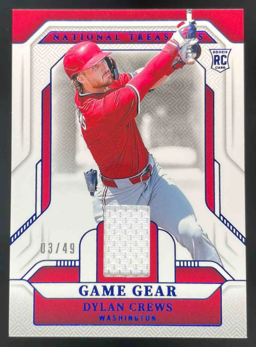 2025 Panini National Treasures Game Gear Swatches Blue #43 Dylan Crews /49