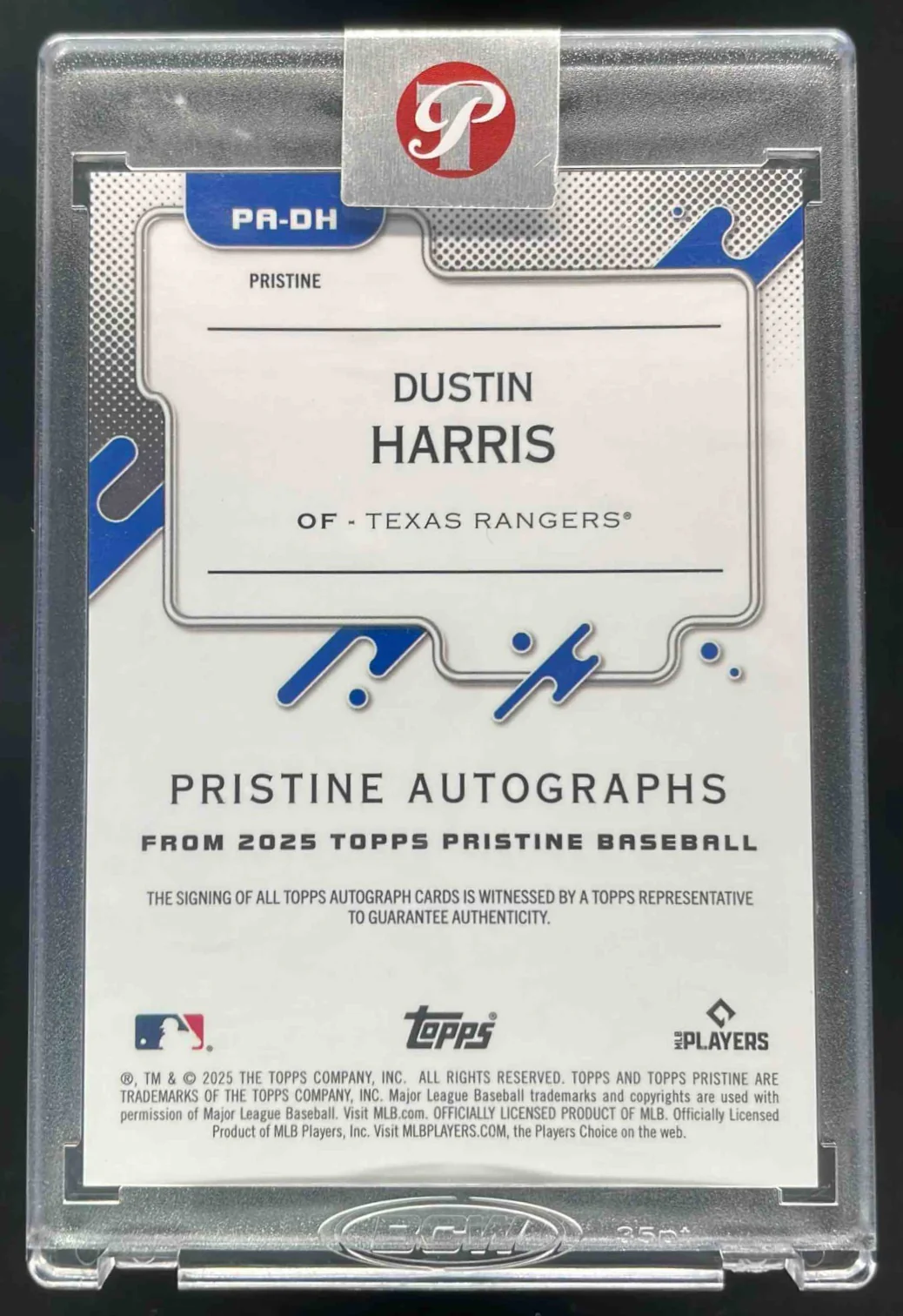 2025 Topps Pristine Autograph Blue Pristine #PA-DH Dustin Harris Auto /75 - Image 2