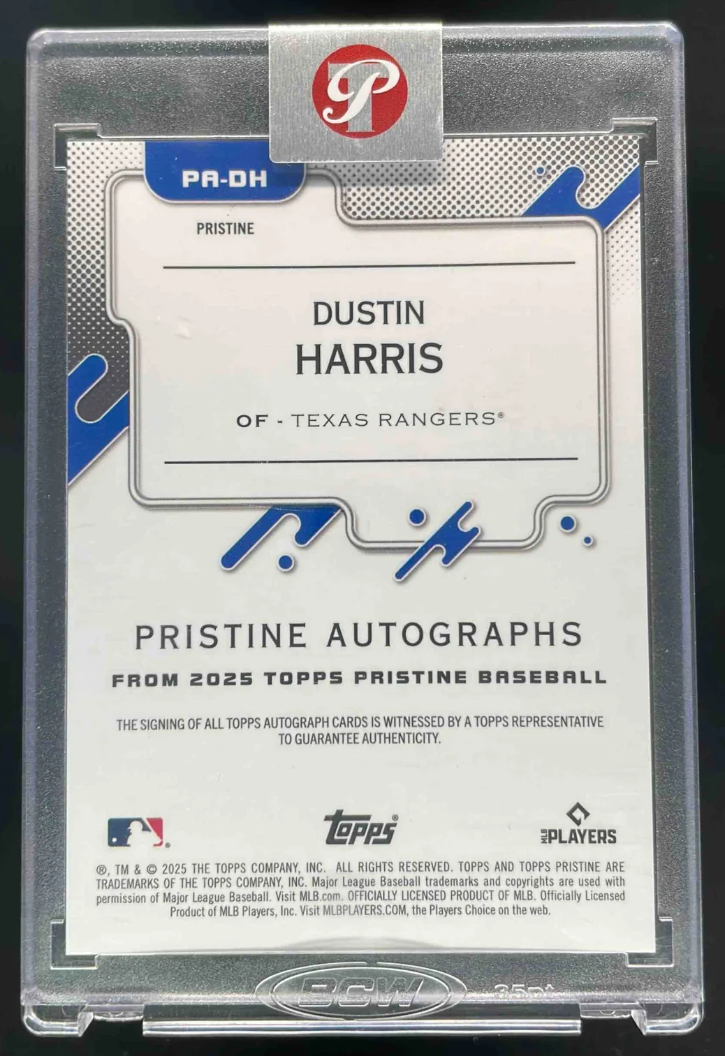 2025 Topps Pristine Autograph Blue Pristine #PA-DH Dustin Harris Auto /75 - Image 2