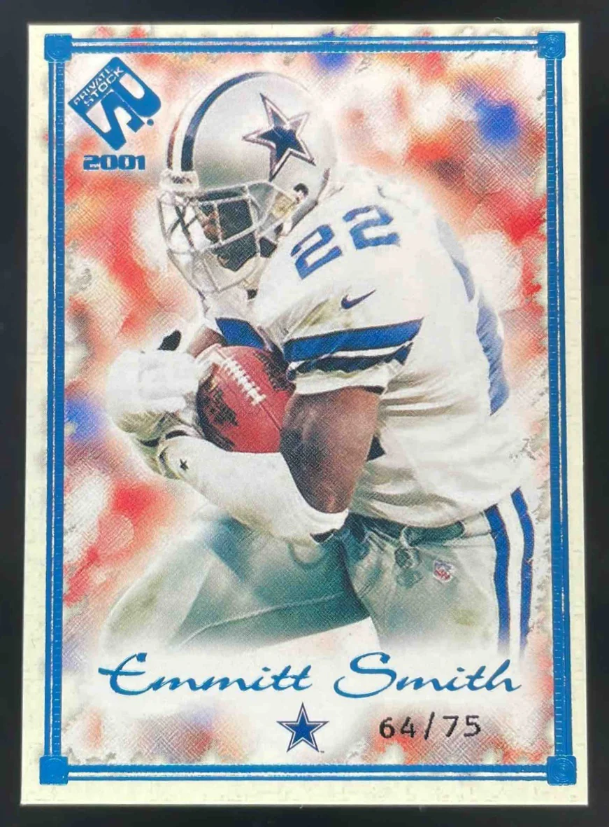 2001 Pacific Private Stock Blue Framed #28 Emmitt Smith /75