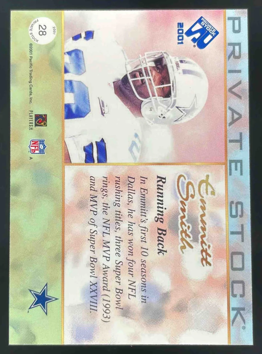 2001 Pacific Private Stock Blue Framed #28 Emmitt Smith /75 - Image 2