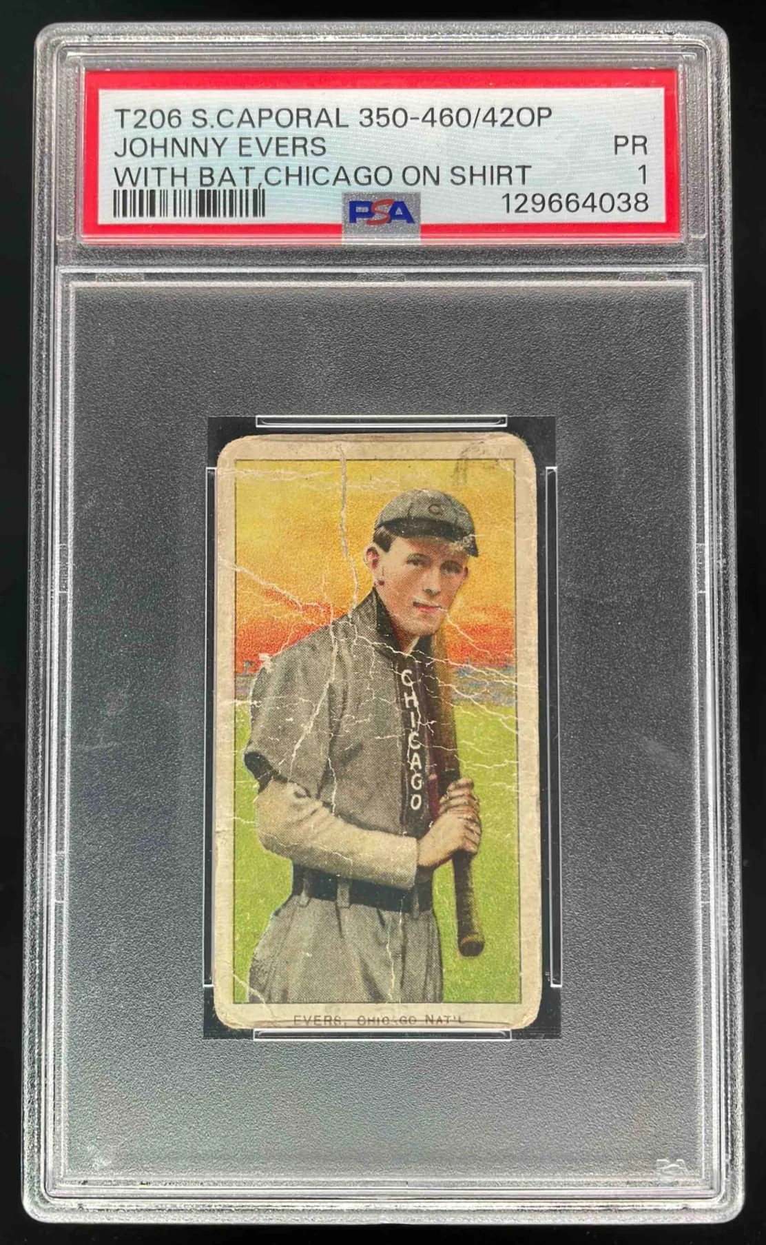 T206 Sweet Caporal 350-460/420P Johnny Evers With Bat Chicago On Shirt PSA 1
